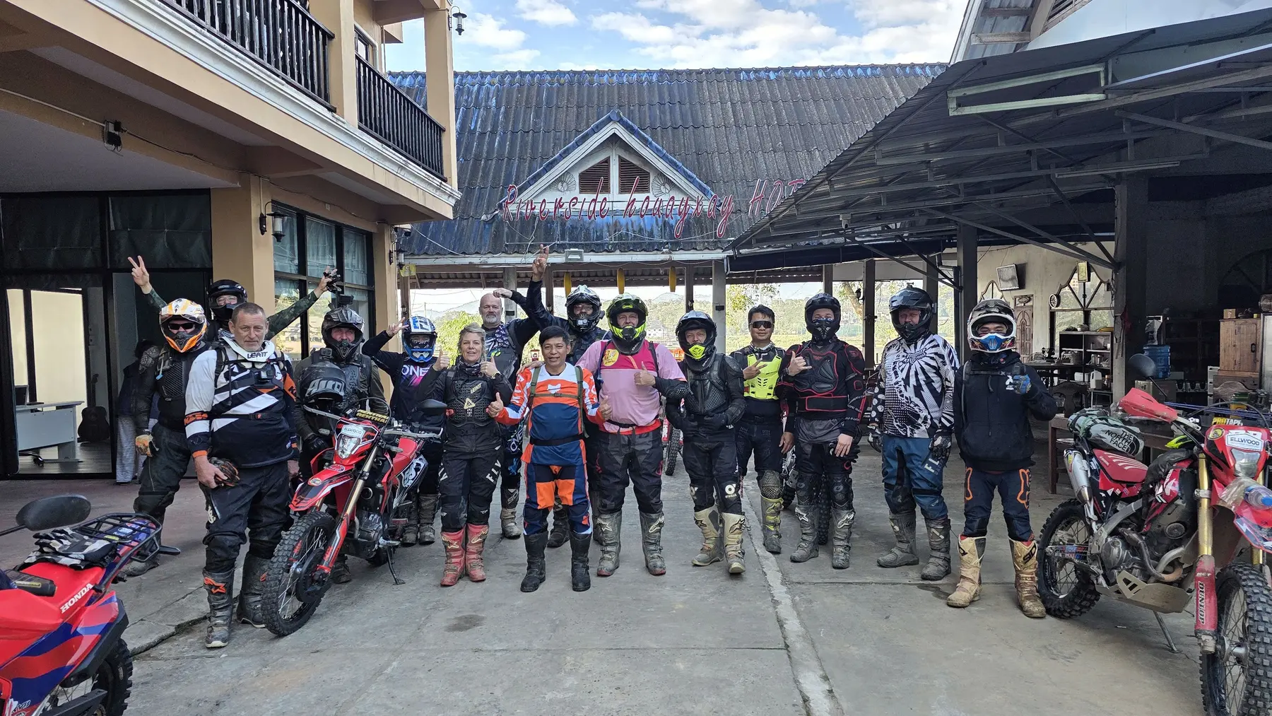 Dao and riders ready for a northern Laos dirt bike expedition