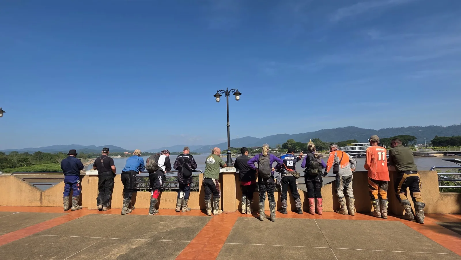Riders together at a stop on the journey.