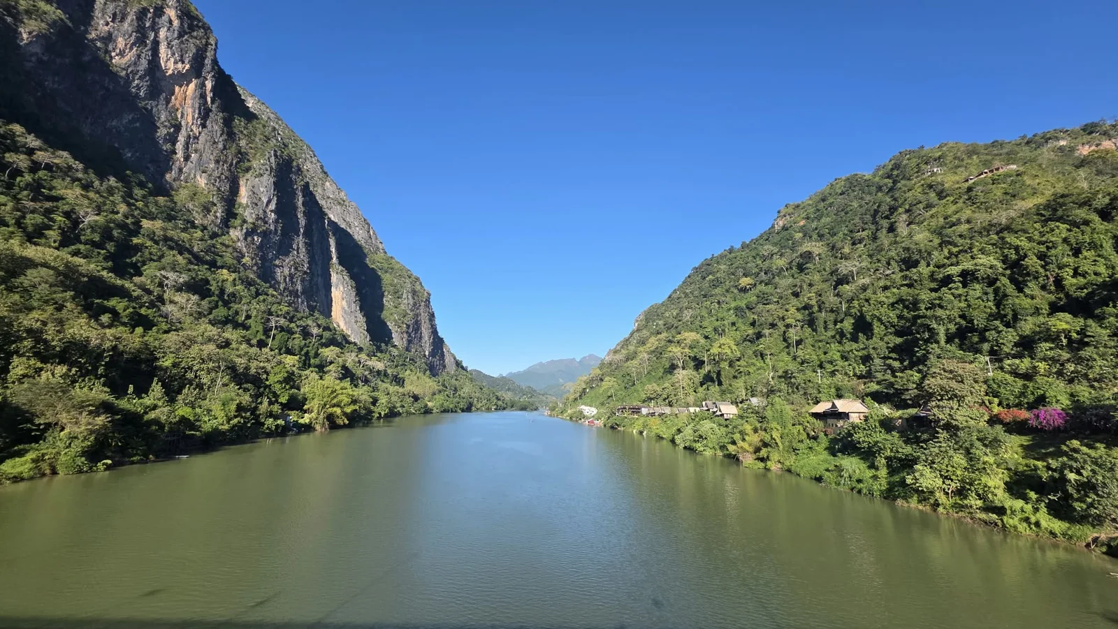 Quiet water and limestone mountains along the journey.